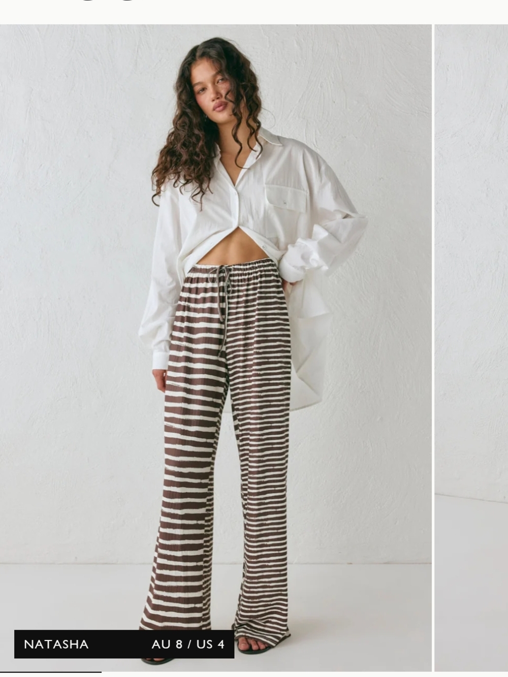 Vrg Grl Rieti Brown & White Striped Wide-Leg Pants